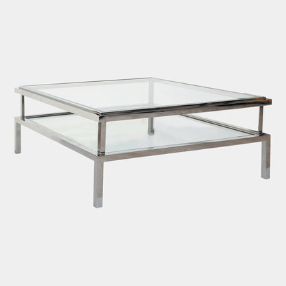 Grant - Coffee Table In Clear Glass & Silver Stainless Steel
