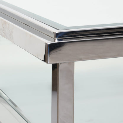 Grant - Coffee Table In Clear Glass & Silver Stainless Steel