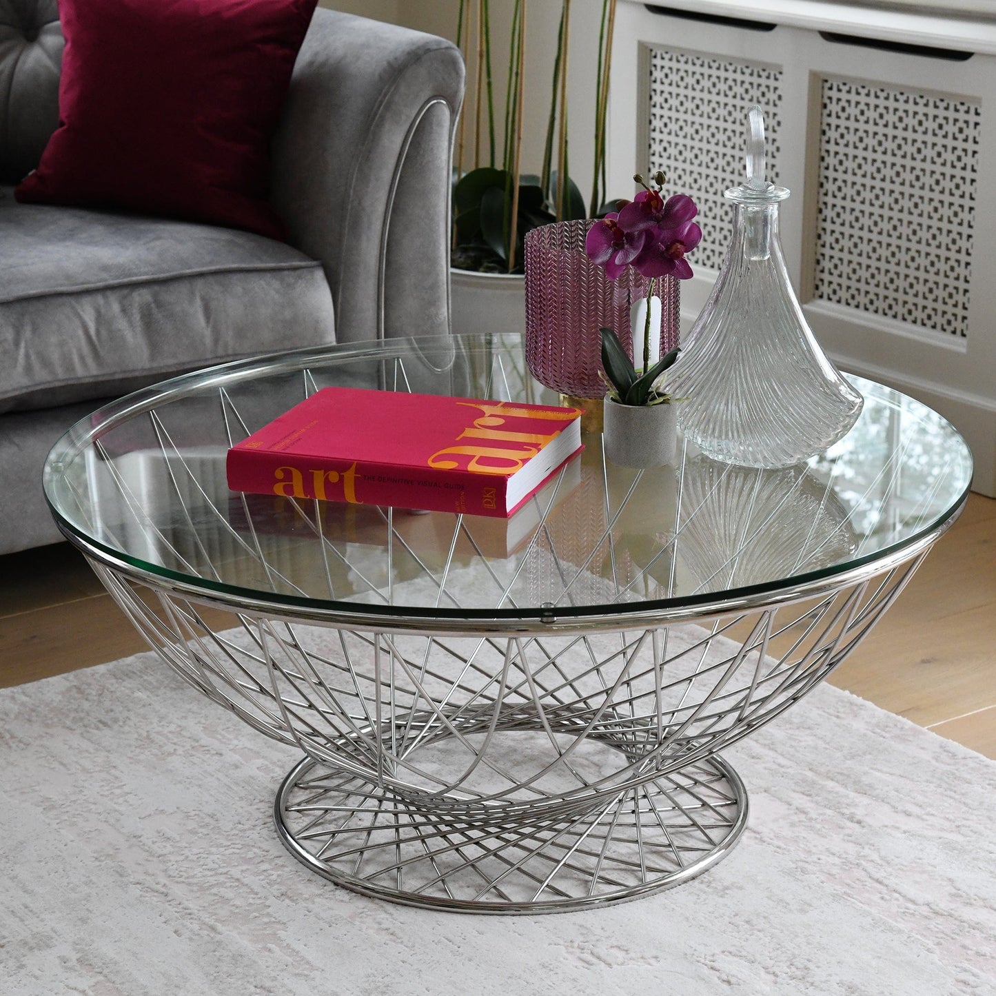 Greco - Coffee Table In Clear Toughened Glass & Stainless Steel Base