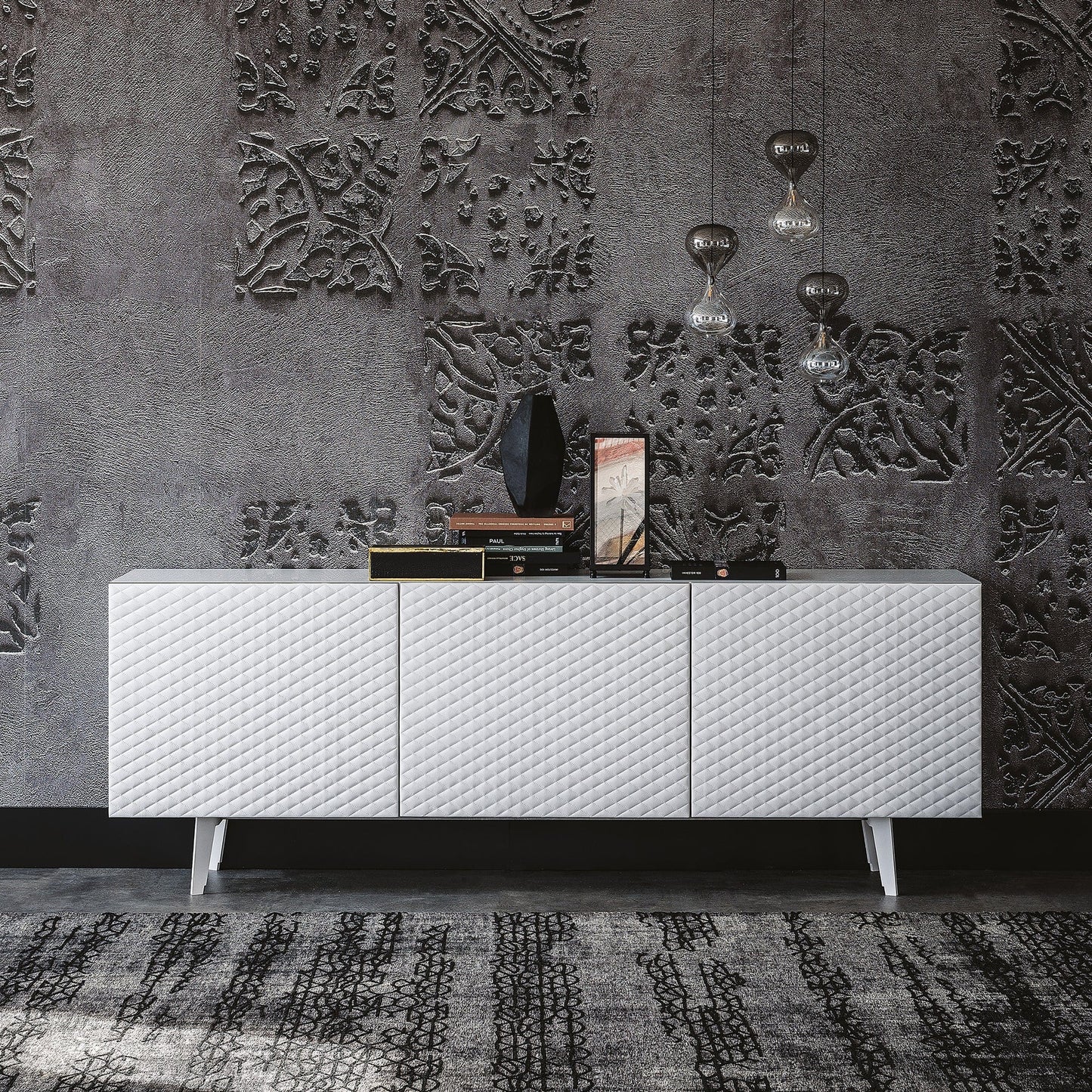 Cattelan Italia Absolut - 2 Door Sideboard, Graphite Structure & Leather Doors