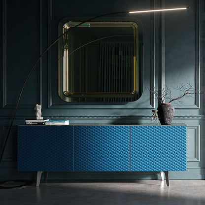 Cattelan Italia Absolut - 3 Door Sideboard, Graphite Structure with Leather Doors