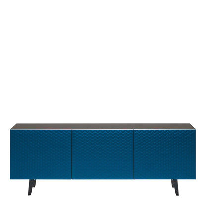 Cattelan Italia Absolut - 3 Door Sideboard, Graphite Structure with Leather Doors