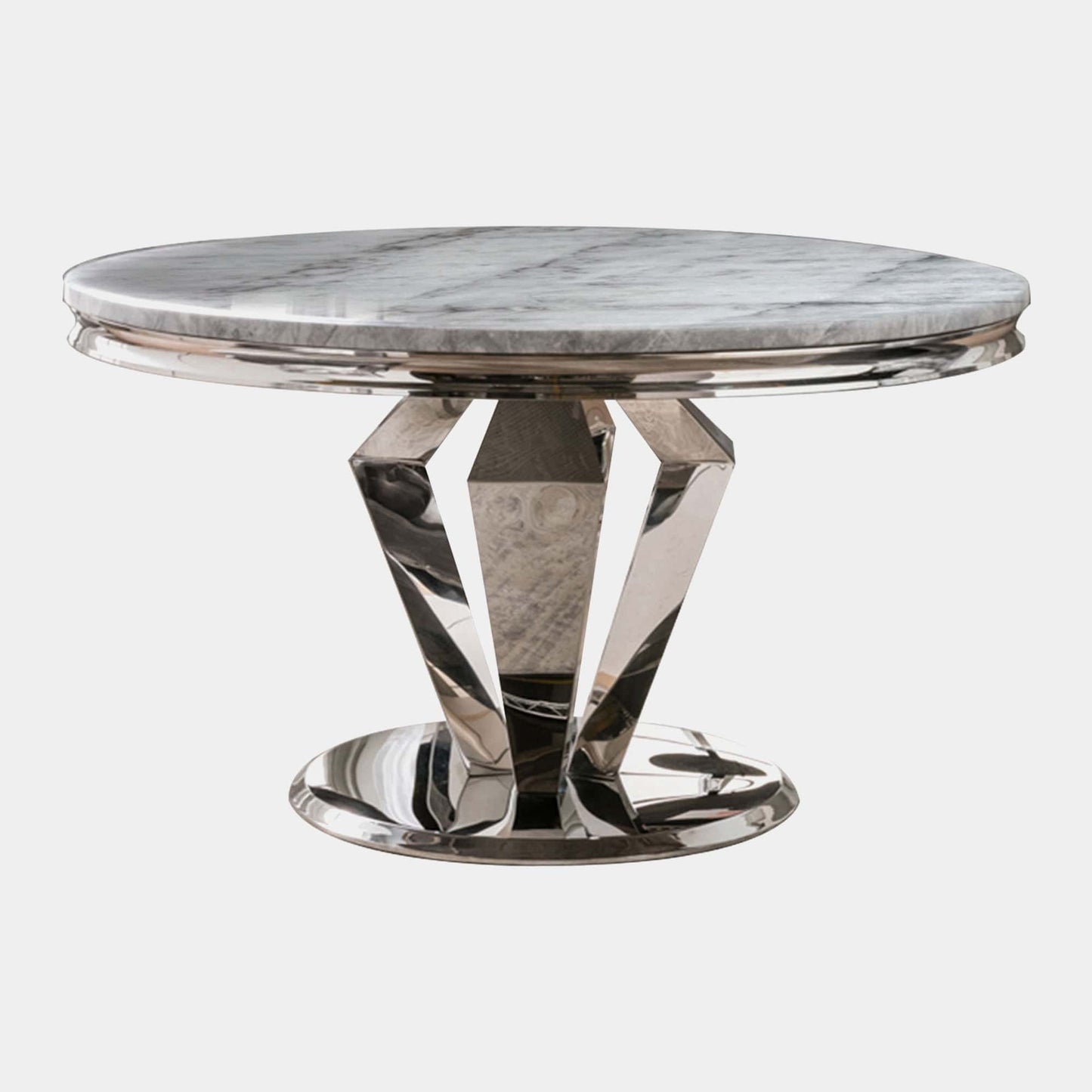 Missano - Round Dining Table In Grey Marble Effect 130cm