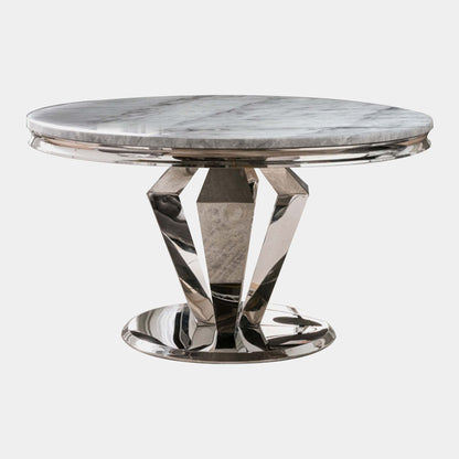 Missano - Round Dining Table In Grey Marble Effect 130cm