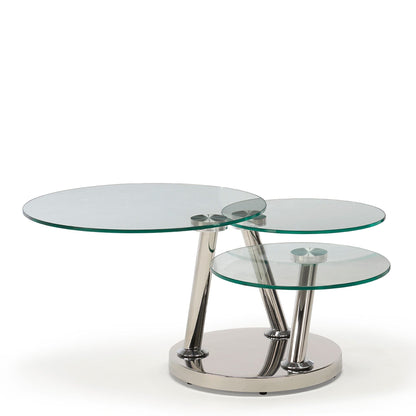 Monet - Swivel Coffee Table In Clear Glass & Polished Stainless Steel Frame