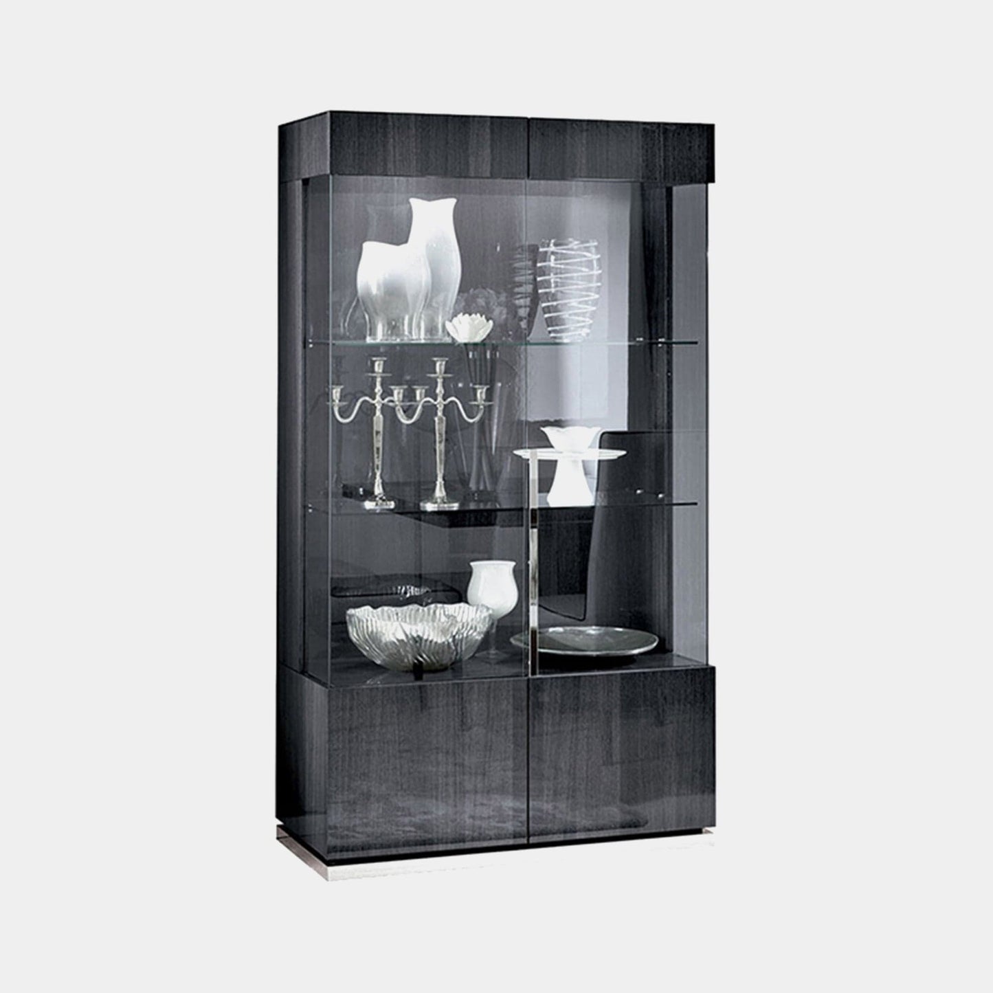 Antibes - Display Cabinet, Grey High Gloss
