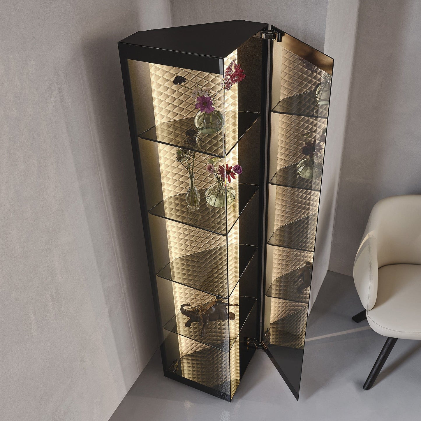 Cattelan Italia Atelier - Showcase In Laquered Steel & Synthetic Leather