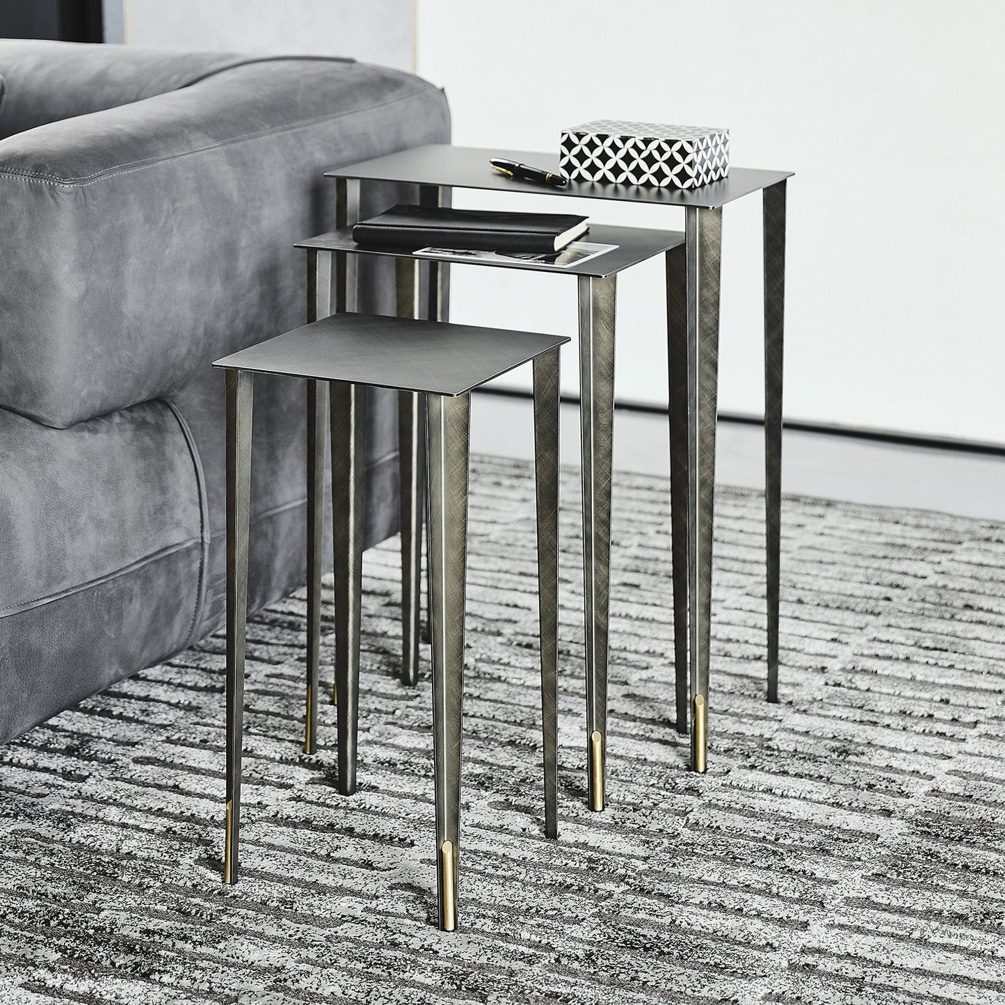 Cattelan Italia Spillo - Nest Of 3 Tables In Lacquered Steel