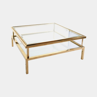 Auric - Glass Coffee Table With Gold Polished Stainless Steel Frame