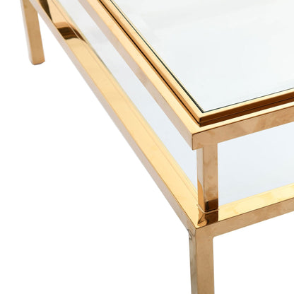 Auric - Glass Coffee Table With Gold Polished Stainless Steel Frame