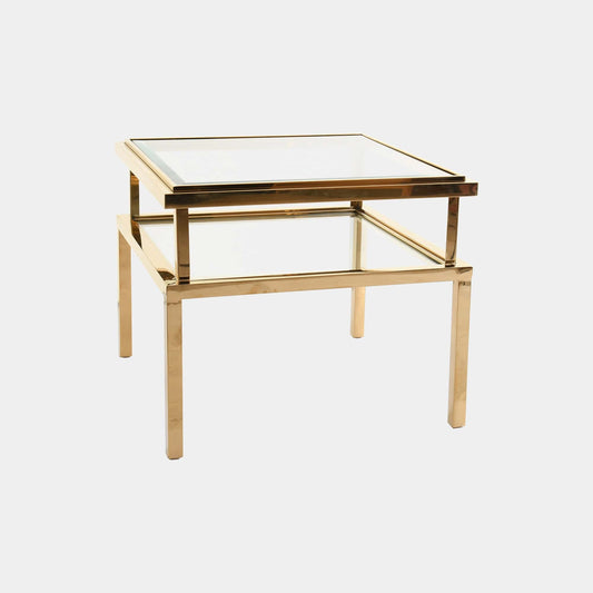 Auric - Side Table, Glass & Gold