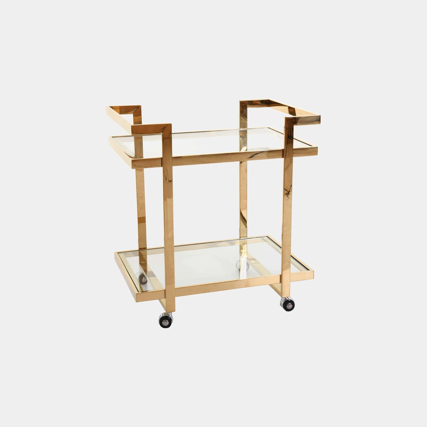 Auric - Drinks Trolley Table, Gold Steel Frame