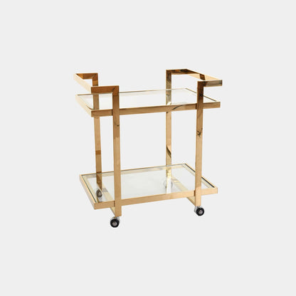 Auric - Drinks Trolley Table, Gold Steel Frame