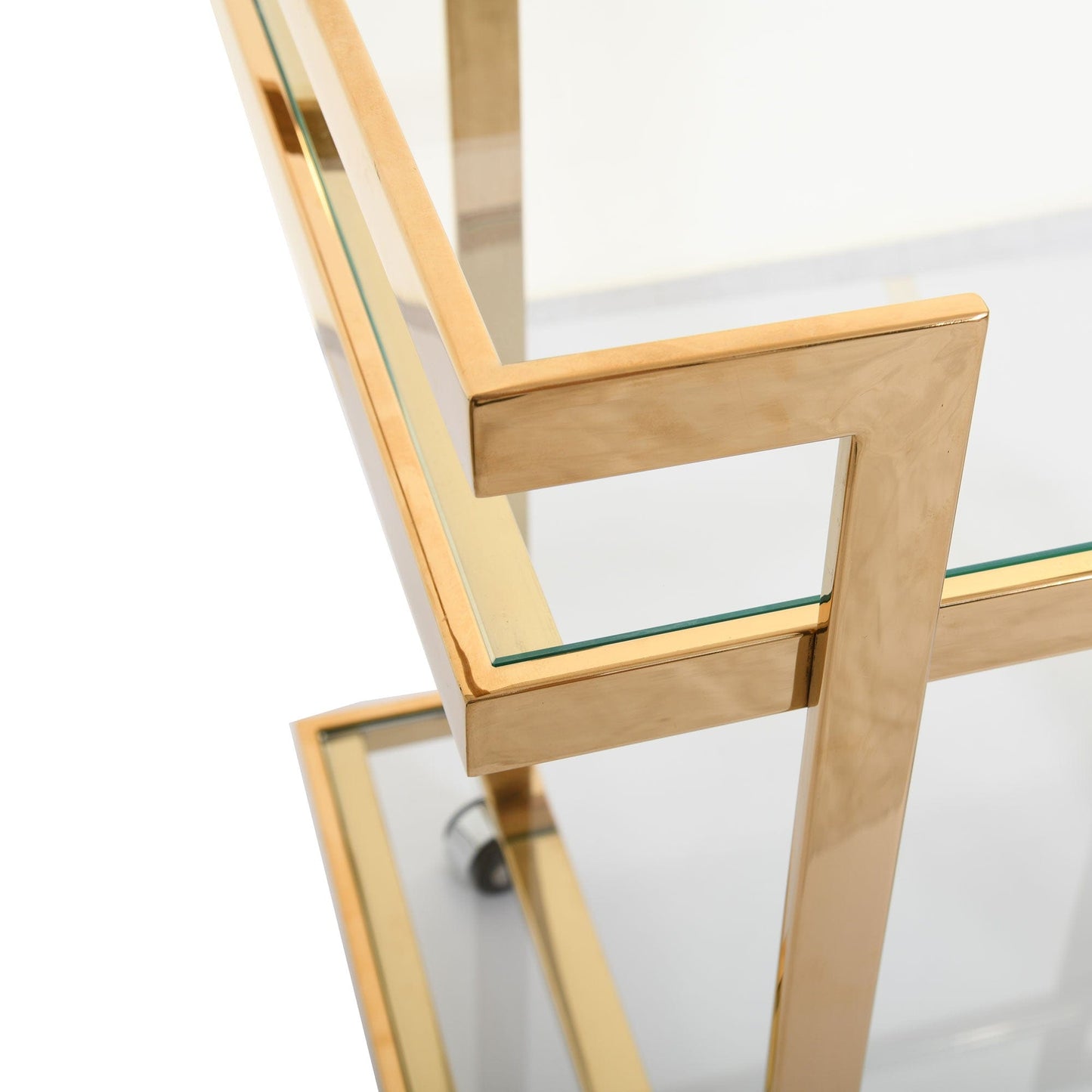 Auric - Drinks Trolley Table, Gold Steel Frame