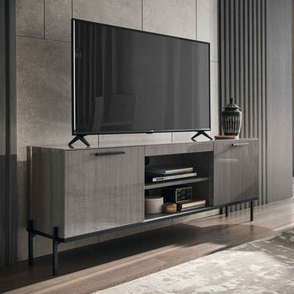Savona - TV Unit In Silverwood High Gloss Finish