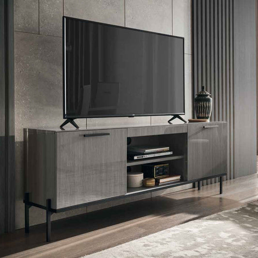 Savona - TV Unit In Silverwood High Gloss Finish