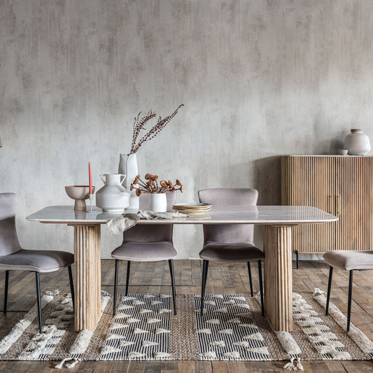 Bombay - Marble Dining Table, Mango Wood