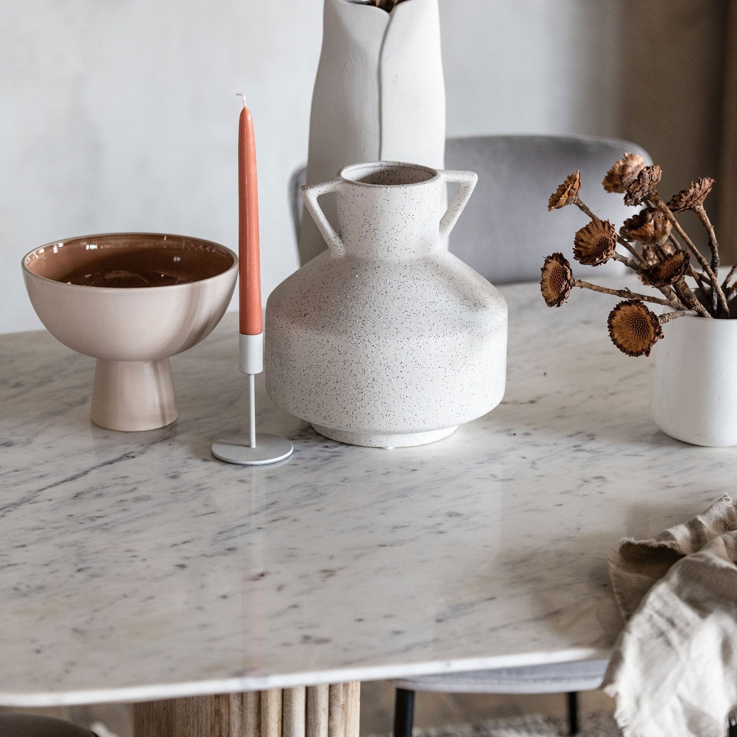 Bombay - Marble Dining Table, Mango Wood