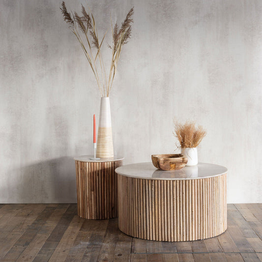 Bombay - Round Coffee Table with Marble Top