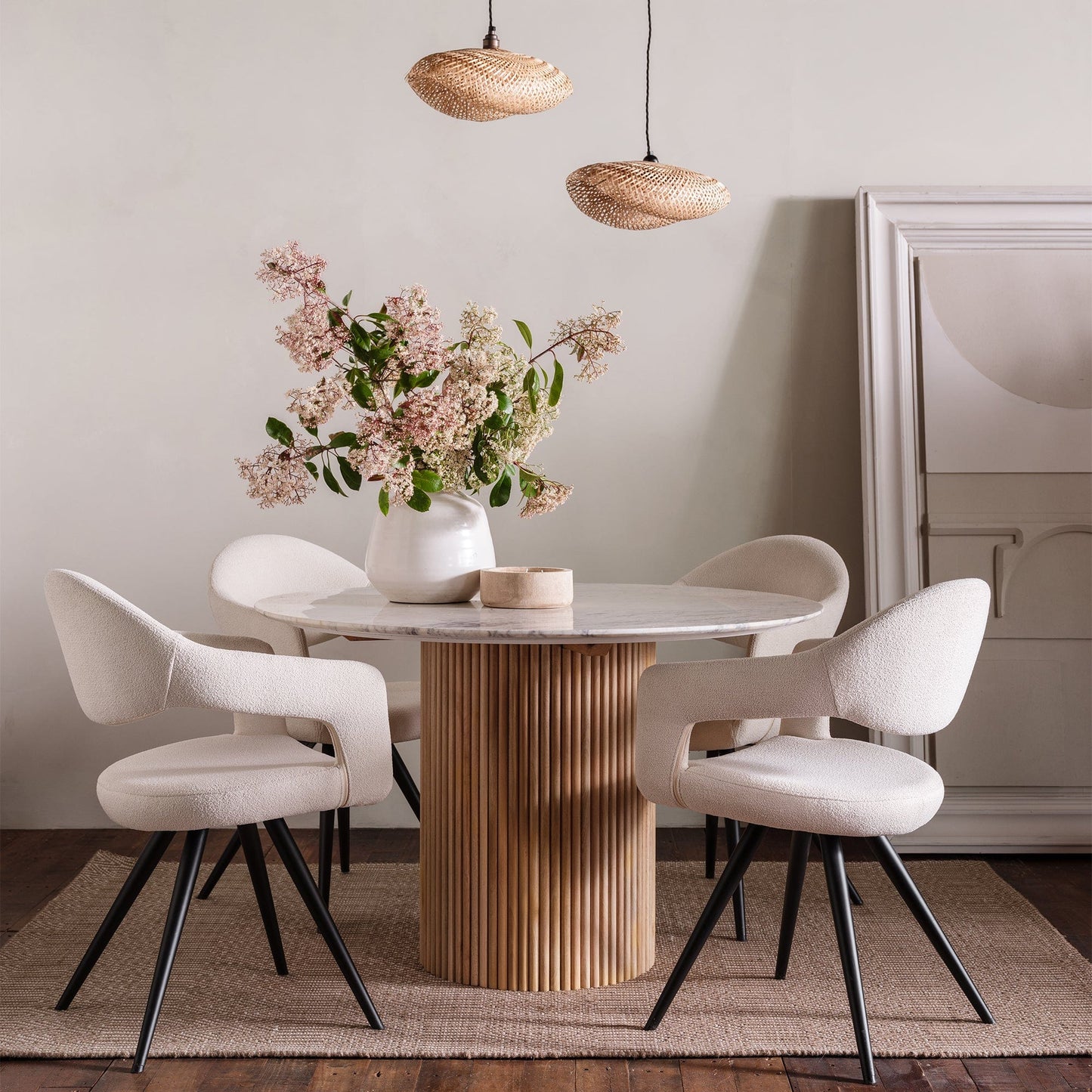 Bombay - Round Marble Dining Table, Mango Wood