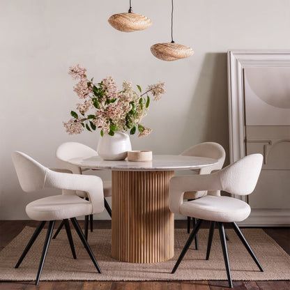 Bombay - Round Marble Dining Table, Mango Wood