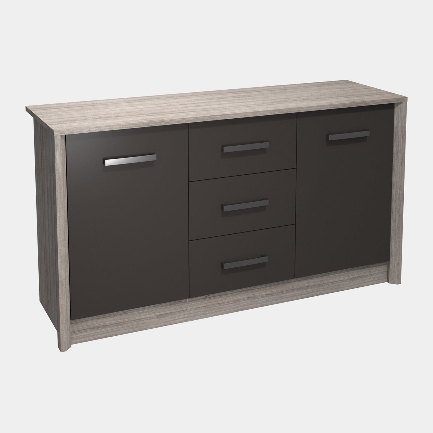 Compton - Large Sideboard, Grey Oak & Gloss Finish
