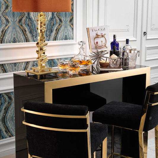 Eichholtz Grimaldi - Bar Unit Gold Finish Black Glass