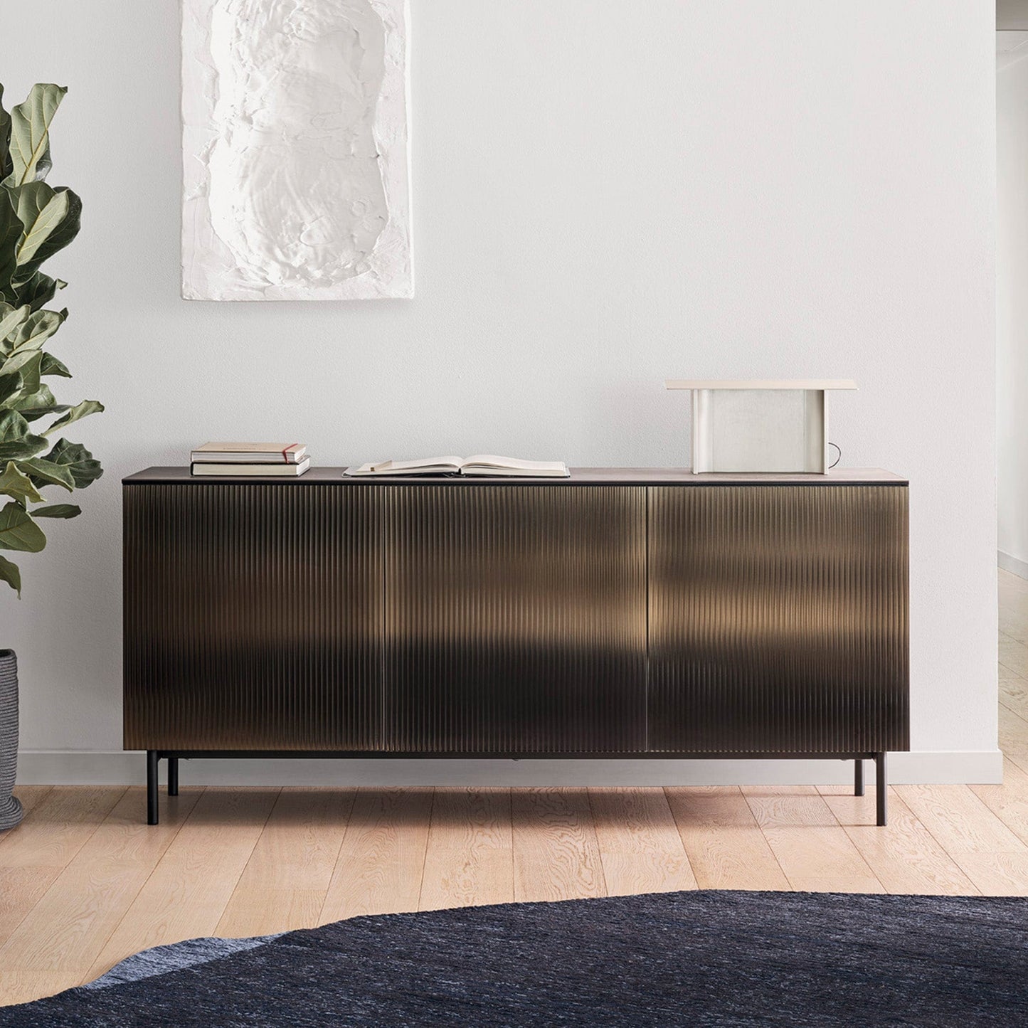 Calligaris Universal - 3 Door Sideboard,  Bronze Mirror & Ceramic Top