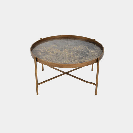 Leopold - Coffee Tray Table In Antique Gold Atlas
