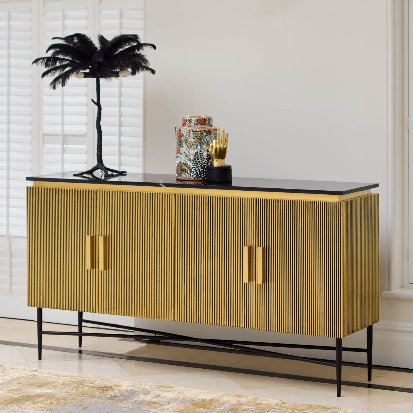 Conrad - Sideboard, Gold & Black Marble Top