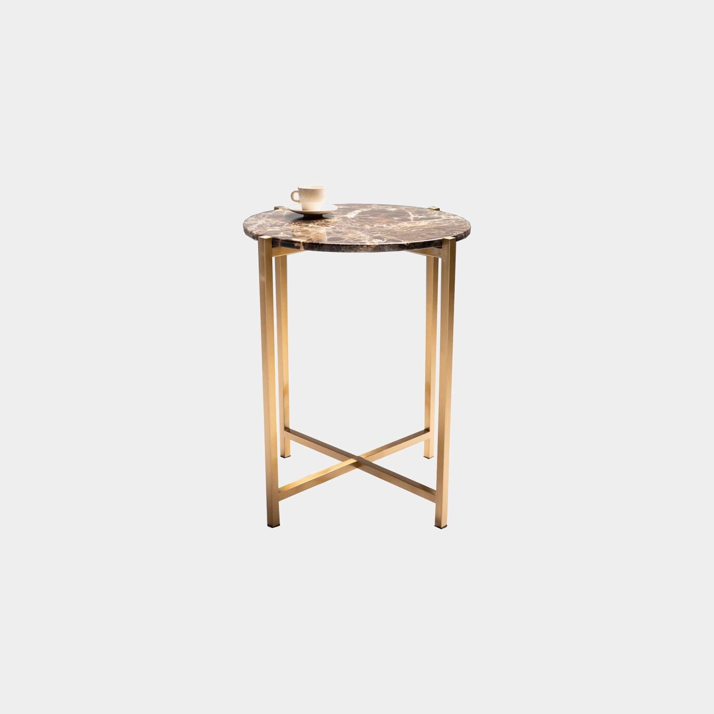 Venice - Circular Side Table With Brushed Brass Base