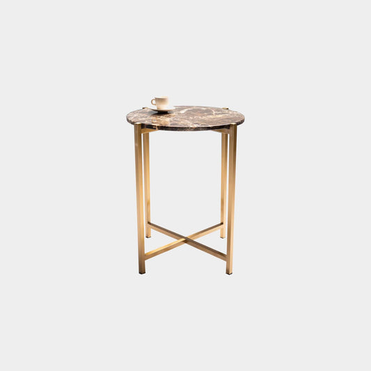 Venice - Circular Side Table With Brushed Brass Base