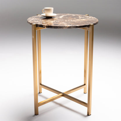 Venice - Circular Side Table With Brushed Brass Base