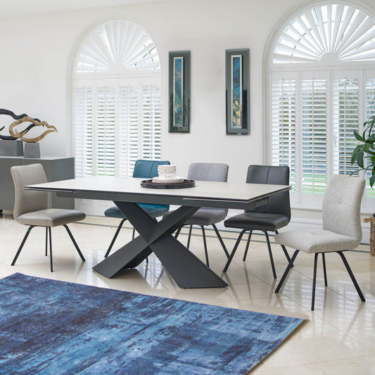 Vincenza - Extending Dining Table, Salt White Top