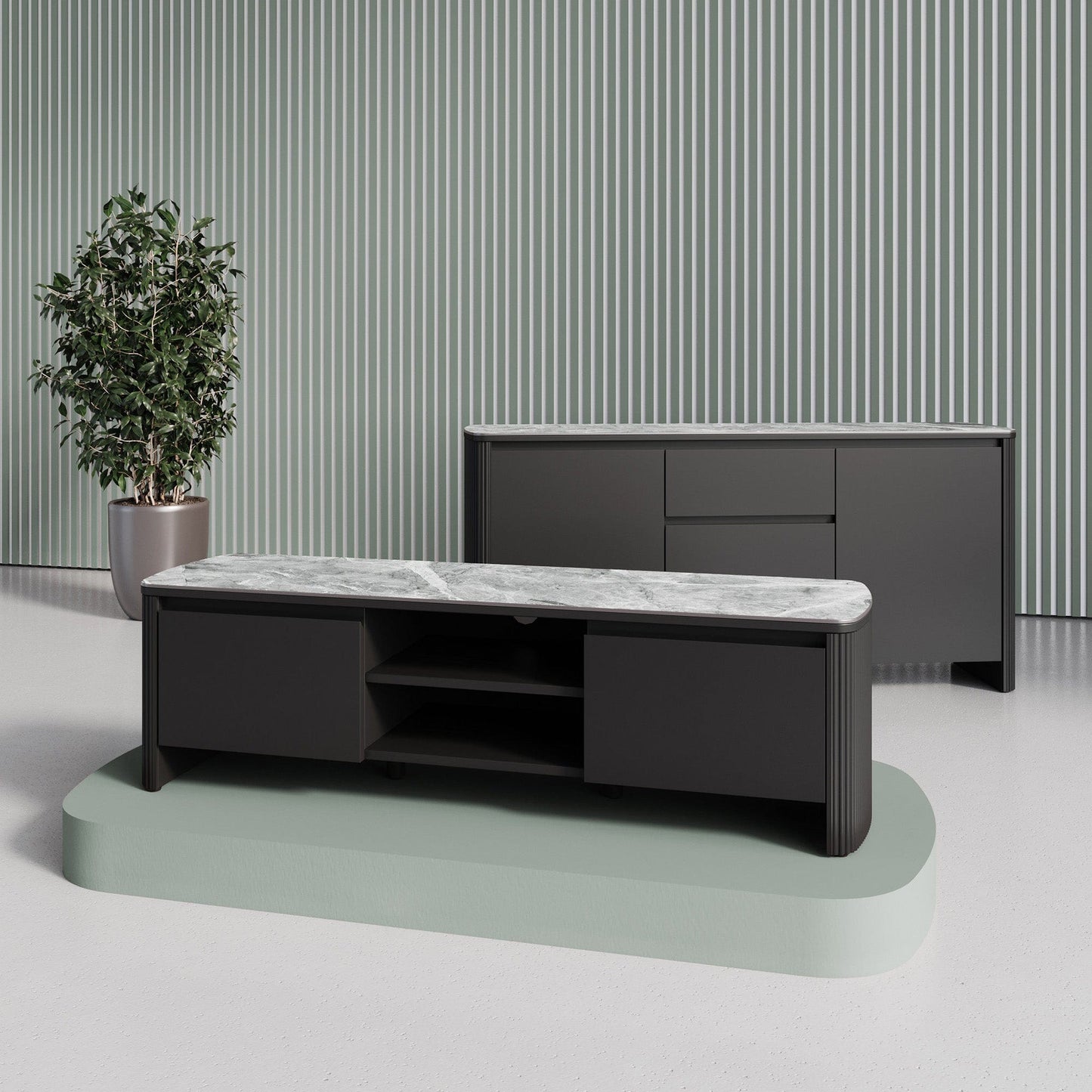 Collina - Light Grey Ceramic TV Unit