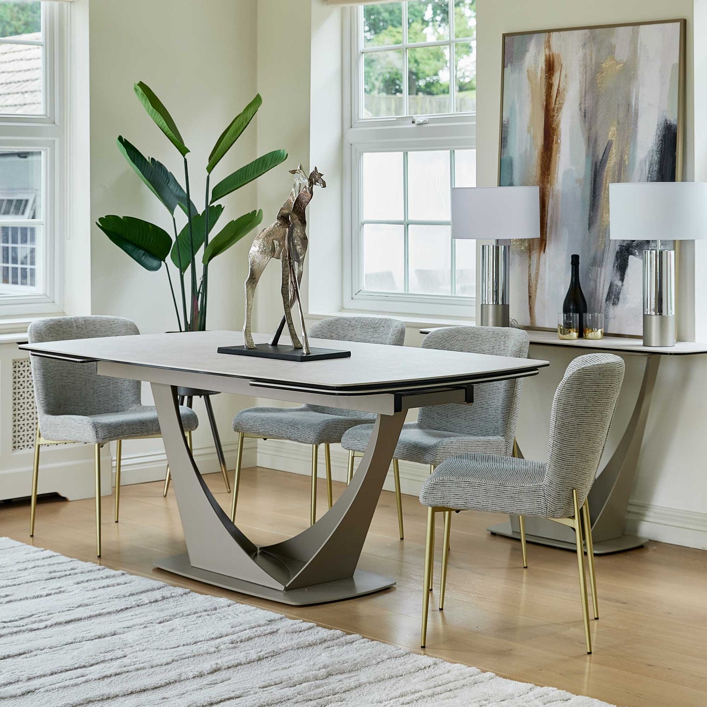 Bari - Extending Dining Table, Beige