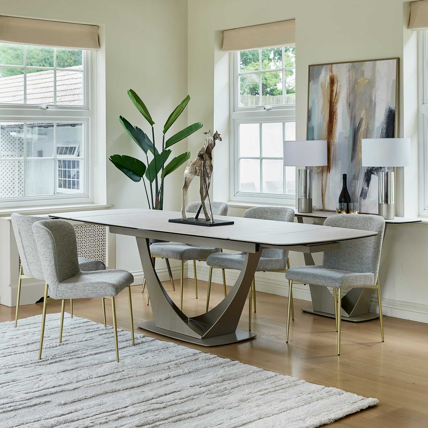 Bari - Extending Dining Table, Beige