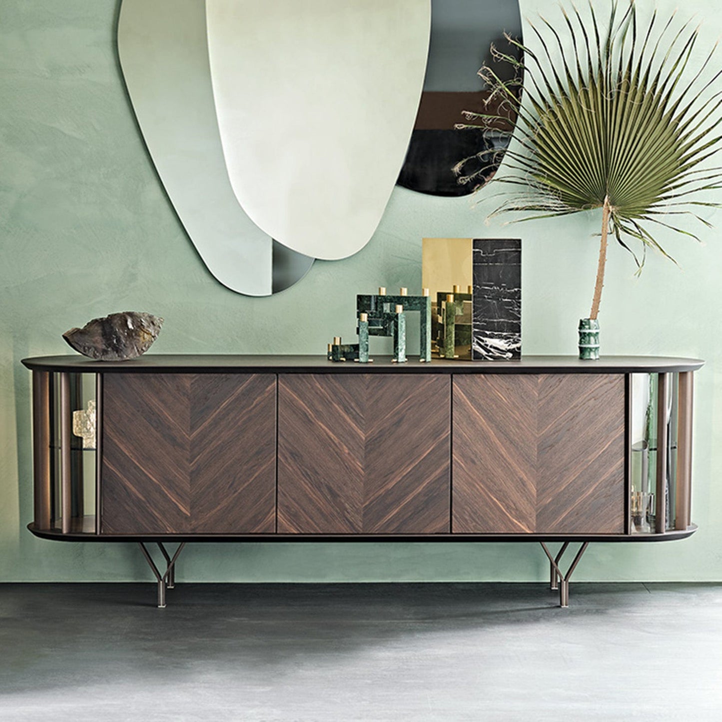 Cattelan Italia Costes - Sideboard With Metal Inserts and Wooden Frame