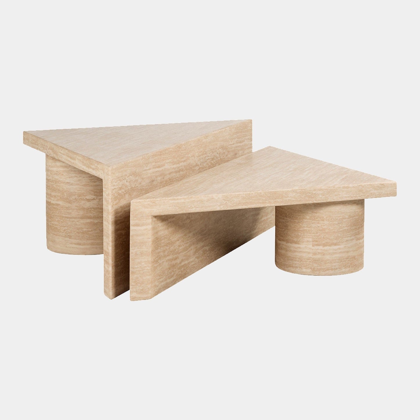 Franklin - Coffee Tables In Faux Travertine, Set of 2