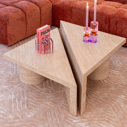 Franklin - Coffee Tables In Faux Travertine, Set of 2