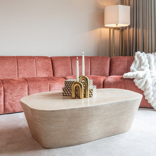 Franklin - Coffee Table In Faux Travertine 125cm