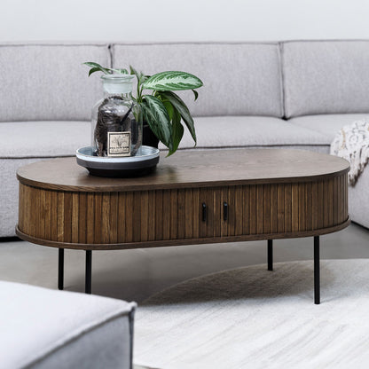 Eden - Oval Coffee Table In Smoked Oak Finish 120x60cm