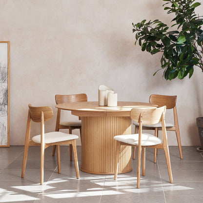 Eden - Round Extending Dining Table, Natural Oak
