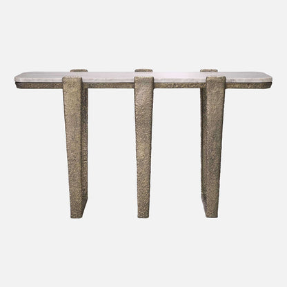 Eichholtz Orinda - Console Table With Beige Marble Top & Antique Brass Finish