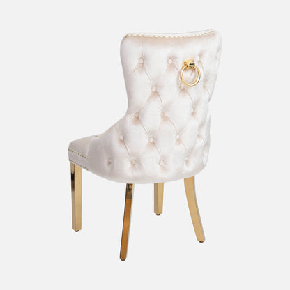 Dubai - Dining Chair With Ring In Velvet Fabric