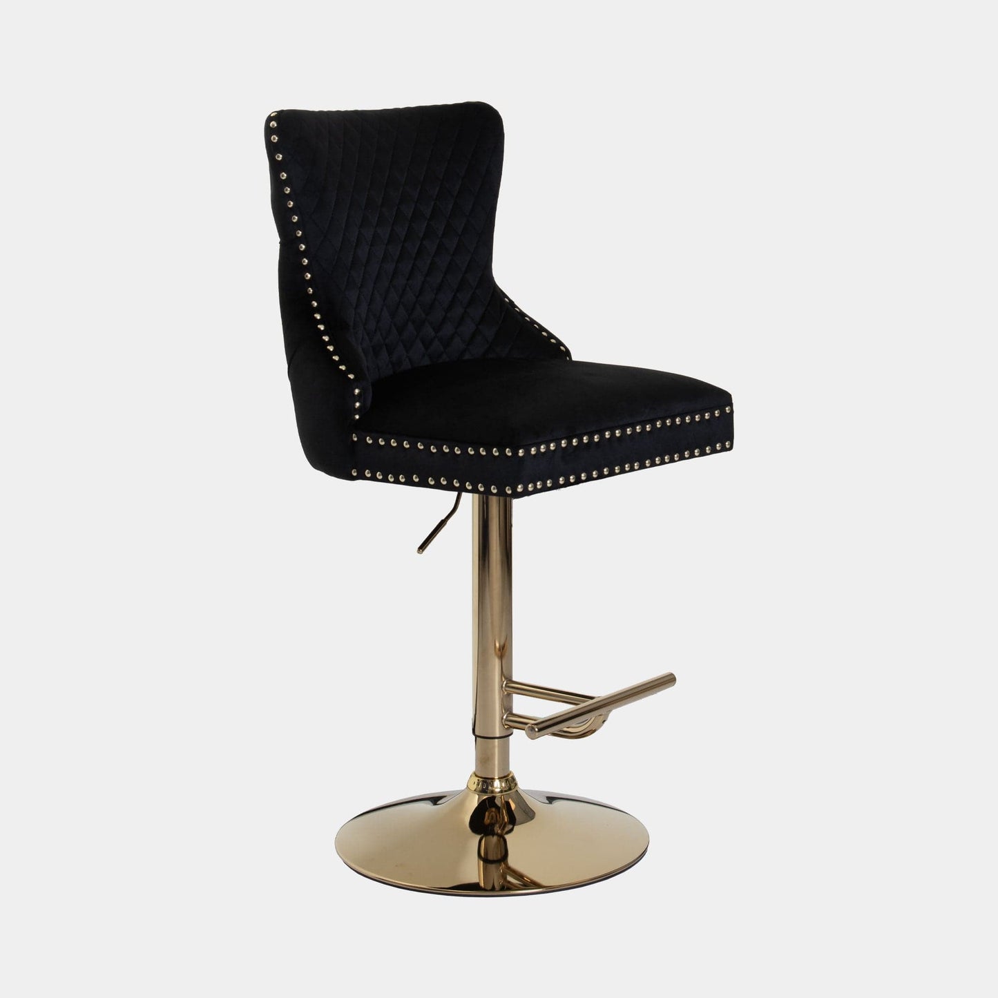 Dubai - Bar Stool With Lion Head, Black Velvet