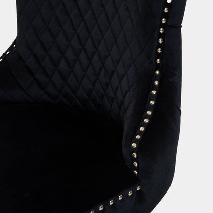 Dubai - Bar Stool With Lion Head, Black Velvet