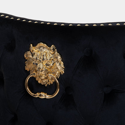 Dubai - Bar Stool With Lion Head, Black Velvet