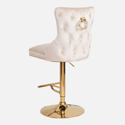 Dubai - Bar Stool With Ring In Velvet Fabric