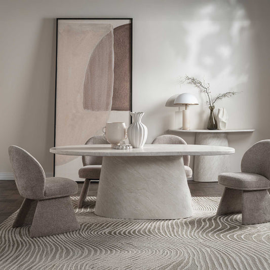 Turi - Dining Table, Travertine Effect